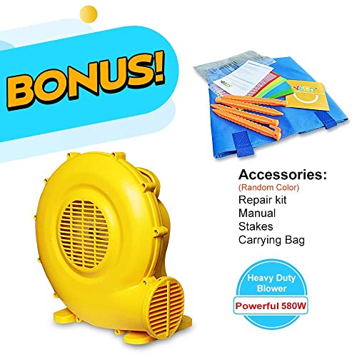 YARD Bounce House with Slide 0.4mm Vinyl Extra Thick Bouncing Floor Indoor Outdoor Inflatable Jump Castle for Kids w/Heavy Duty Blower