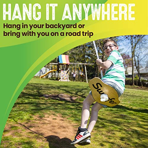 Swurfer Swift - Maple Wood Disc Swing for Kids Ages 4 and Up, Holds up to 150 Pounds - Includes 18" Curved Seat Swing with Heavy Duty Braided Rope