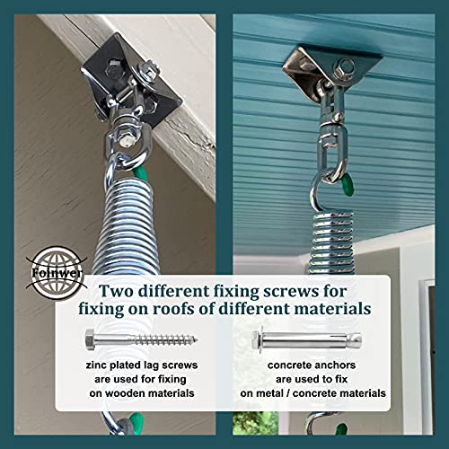 2 Pack Stainless Steel Porch Swing Spring Hanging Kit, Heavy Duty Spring Hangers for Porch Swing Load 1000 lb, can 360 Rotating, Used for Hammocks, Swing Chair, Porch Swing, Sandbags, Yoga, etc.