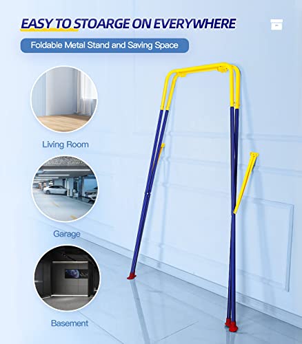 2-in-1 Swing Set for Todder to Kid, Baby Jumper with Bouncers for Outdoor/Indoor, Sturdy Safety Seat and Foldable Metal Swing Stand, Easy to Assemble and Store at Home