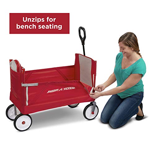 Radio Flyer 3-In-1 Ez Folding Wagon with Canopy For Kids & Cargo, Red