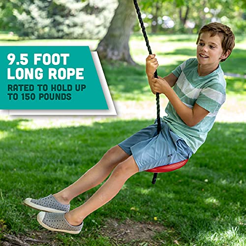 Tree Swing Rope Swing Disc - with Leg Safety Protector & 1" Heavy Duty Rope, Red