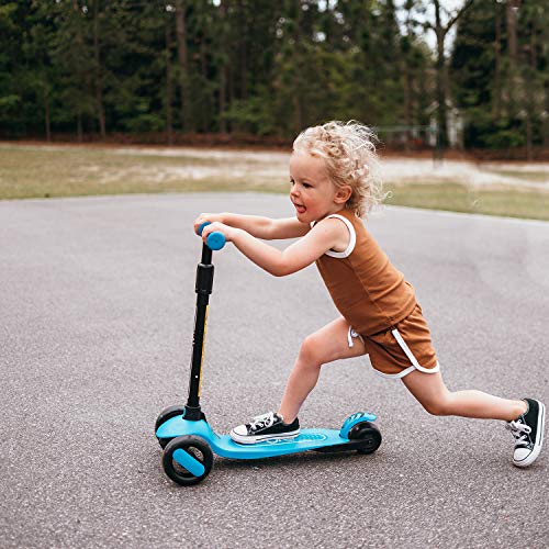 6KU 3 Wheels Kick Scooter for Kids and Toddlers Girls & Boys, Adjustable Height, Learn to Steer with Extra-Wide PU LED Flashing Wheels for Children from 2 to 5 Year-Old. (Blue)