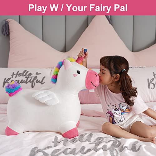 iPlay, iLearn Unicorn Bouncy Horse Plush, Outdoors n Indoors Ride On Hopping Animal Toys, Inflatable Hopper, Unique Activity Riding Gifts for 18 Months, 2, 3, 4, Year Olds Kids Toddlers Girl ?W/ Pump?