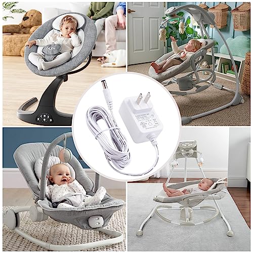 DuetSoothe Power Cord for Graco Simple Sway,DuoGlider,Glider LX/Elite/Premier/Petite LX,DuetConnect LX,Sweetpeace,DuetSoothe,Nova Baby Swing Adapter Replacement 5V Charger Cord,10FT Power Cable,White