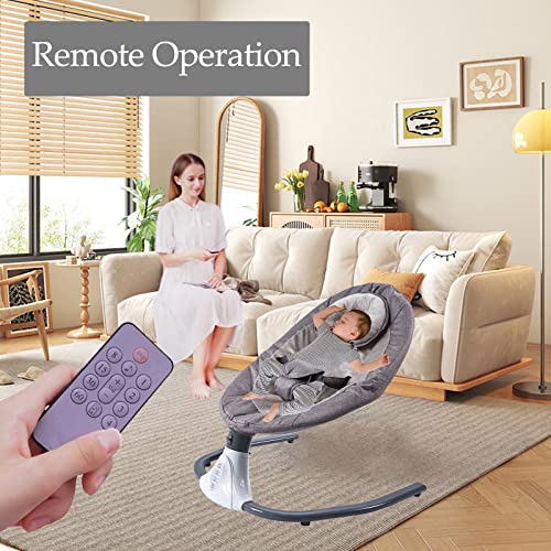 GYBest Baby Swings Rocker for Infants, Portable Baby Swing Bouncer with 5 Rocking Speed, 3 Seat Positions Adjustmentï¼10 Preset Cradle Songs for Baby Boy Girl(Grey)