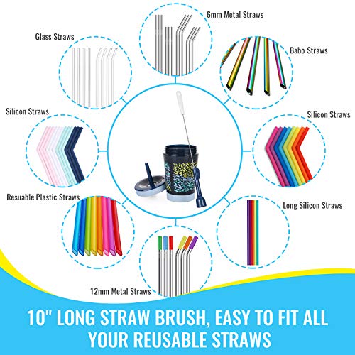 14 Silicone Bottle Brush - Cleaning Set for Sports Water Bottle, Baby Bottles, Tumbler, Drinking Glasses, Vase, Bottle Cleaner Compatible with Thermos Hydro Flask Contigo S'well Simple Modern, etc.