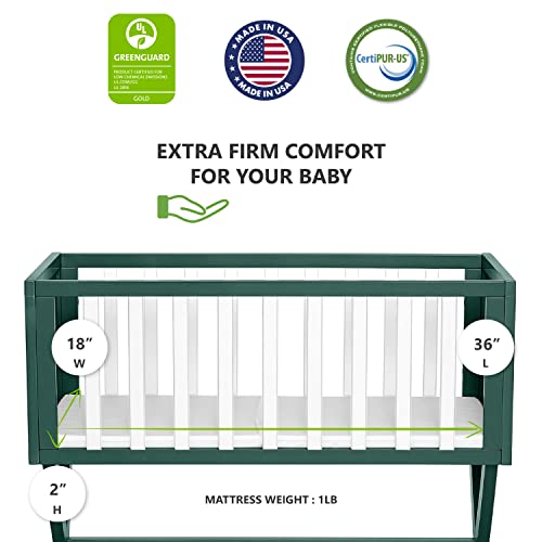 Dream On Me Luna| Haven| Waterproof| 2 Foam Cradle Mattress