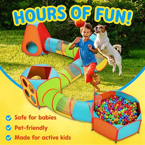 Playz Ball Pit, Play Tent and Tunnels for Kids, Gift for Toddler Boys & Girls, Best Birthday Gift for 1 2 3 4 5 Year old, Pop Up Baby Play Toy, Indoor & Outdoor Use as Portable Play Center Storage Bag