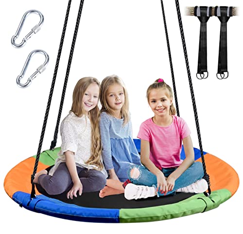 WONDERVIEW Tree Swing, Outdoor Swing with Hanging Strap Kit, 40 Inch Diameter 600lb Weight Capacity, Great for Playground Swing, Backyard and Playroom