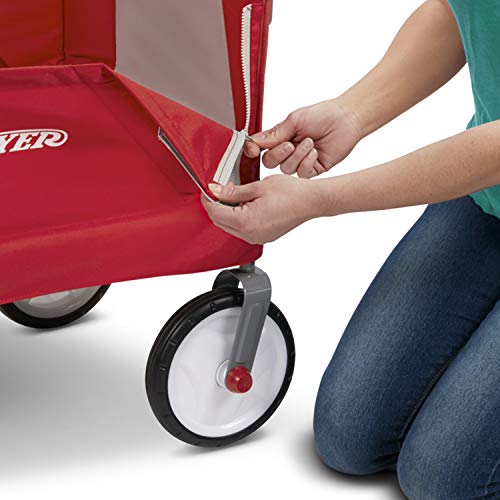Radio Flyer 3-In-1 Ez Folding Wagon with Canopy For Kids & Cargo, Red