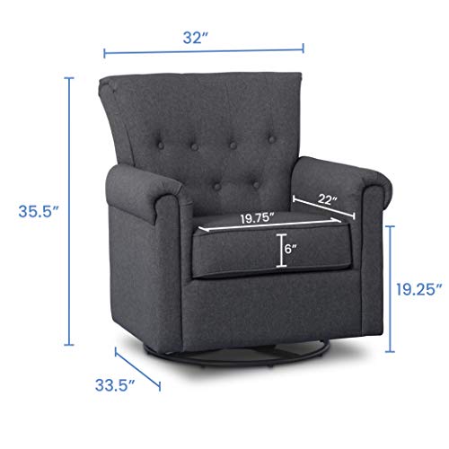 Delta Children Harper Glider Swivel Rocker Chair, Charcoal