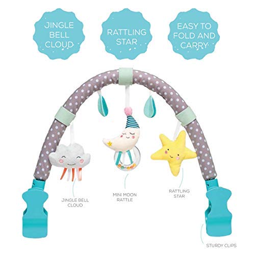 Taf Toys Mini Moon Arch | Ideal for Infants & Toddlers, Fits Stroller & Pram, Activity Arch with Fascinating Toys, Stimulates Babyâs Senses and Motor Skills Development, for Easier Outdoors