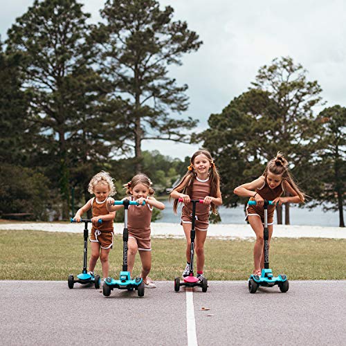 6KU 3 Wheels Kick Scooter for Kids and Toddlers Girls & Boys, Adjustable Height, Learn to Steer with Extra-Wide PU LED Flashing Wheels for Children from 2 to 5 Year-Old. (Blue)
