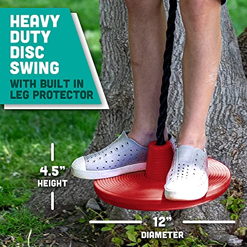 Tree Swing Rope Swing Disc - with Leg Safety Protector & 1" Heavy Duty Rope, Red