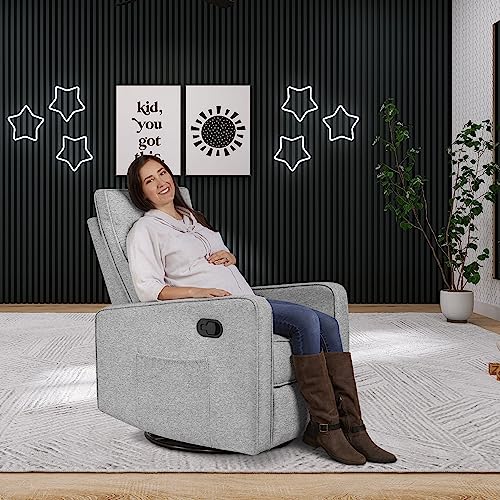 Evolur Skye Swivel Easy Assembly Recliner Chair Gliders, Cobblestone