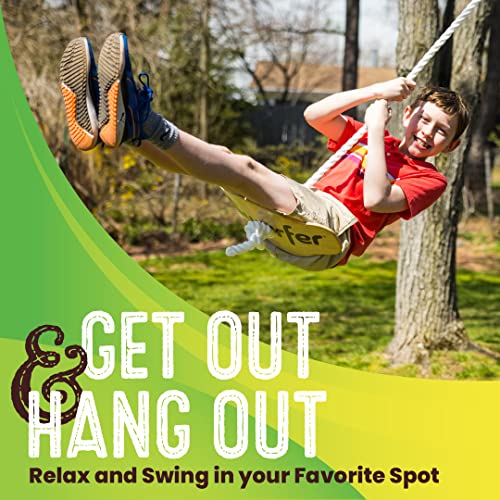 Swurfer Swift - Maple Wood Disc Swing for Kids Ages 4 and Up, Holds up to 150 Pounds - Includes 18" Curved Seat Swing with Heavy Duty Braided Rope