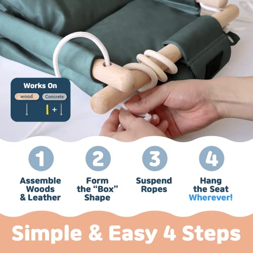 The Classy Swing Seat for Babyâs Fun Time & Growth - UV Resistant Technical Fabric for Indoor and Temporary Outdoor - Infant to Toddler - Seat with Velcro & Belt - Ceiling Hardware - Gift for Lover