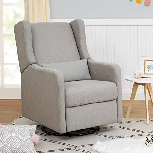 Carter's by Davinci Arlo Recliner and Swivel Glider in Grey Linen, Water Repellent, Stain Resistant Fabric, Greenguard Gold Certified