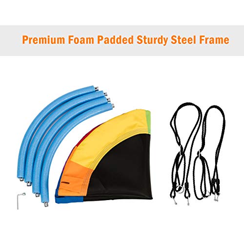 Costzon 40" Waterproof Saucer Tree Swing Set, Indoor Outdoor Round Swing Colorful Rainbow- Adjustable Hanging Ropes, Safe and Sturdy Swing for Children Tree Park Backyard (Multicolor)