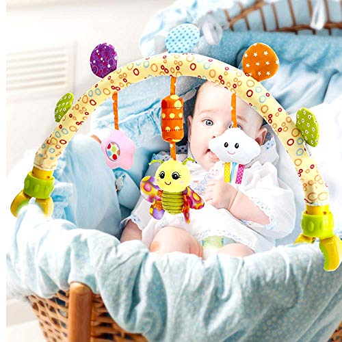 caterbee Travel Arch Stroller Toys for Infant & Toddlers, Baby Crib Accessory & Pram Activity Bar Toy for Senses and Motor Skills Development Indoor and Outdoor