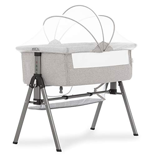 Dream On Me, Lotus Bassinet & Bedside Sleeper in Grey