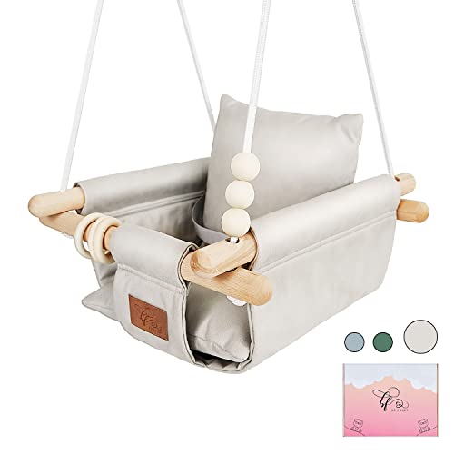 The Classy Swing Seat for Babyâs Fun Time & Growth - UV Resistant Technical Fabric for Indoor and Temporary Outdoor - Infant to Toddler - Seat with Velcro & Belt - Ceiling Hardware - Gift for Lover