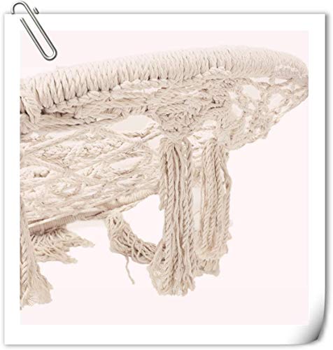 Caromy Hammock Chair Macrame Swing, Hanging Lounge Mesh Chair Durable Cotton Rope Swing for Bedroom, Patio, Garden, Deck, Yard, Max Capacity 265 Lbs (Beige)
