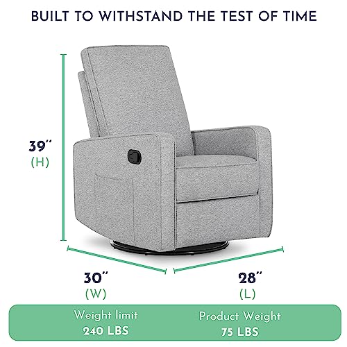 Evolur Skye Swivel Easy Assembly Recliner Chair Gliders, Cobblestone
