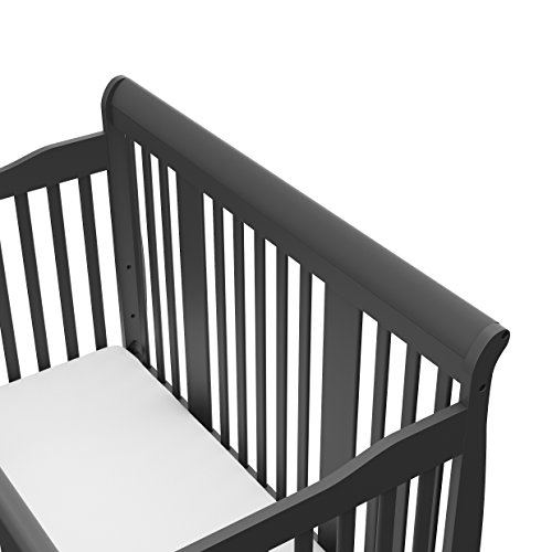 Storkcraft Tuscany 4-in-1 Convertible Crib, Gray Easily Converts to Toddler Bed, Day Bed or Full Bed, 3 Position Adjustable Height Mattress