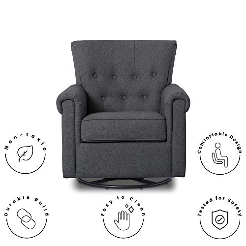 Delta Children Harper Glider Swivel Rocker Chair, Charcoal