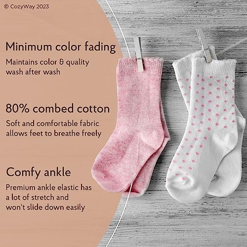 CozyWay Non Slip Toddler Socks Grips Baby Girls Boys 6&12 Pack Anti Skid Ankle Socks Infant Kids