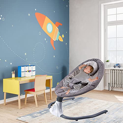 GYBest Baby Swings Rocker for Infants, Portable Baby Swing Bouncer with 5 Rocking Speed, 3 Seat Positions Adjustmentï¼10 Preset Cradle Songs for Baby Boy Girl(Grey)