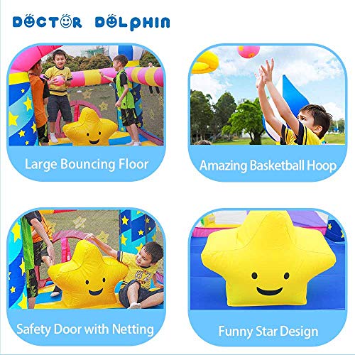doctor dolphin Inflatable Bouncer Toddler Bounce House for Birthday Party with Air Blower