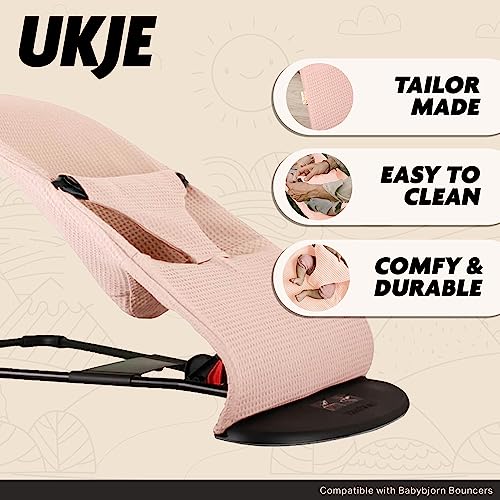 UKJE Cover - Liner Compatible with Babybjorn Bouncers, Baby Bouncer Cover, Compatible Cover Over The Baby Bjorn Bouncer, Baby Bouncer Cozy, Soft & Stylish Cover, Handmade in Europe (Pink Waffle)