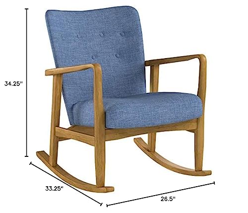 Christopher Knight Home Callum Mid-Century Fabric Rocker, Muted Blue / Light Walnut