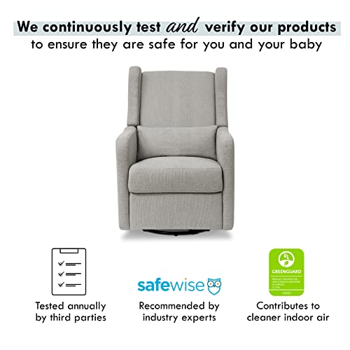 Carter's by Davinci Arlo Recliner and Swivel Glider in Grey Linen, Water Repellent, Stain Resistant Fabric, Greenguard Gold Certified