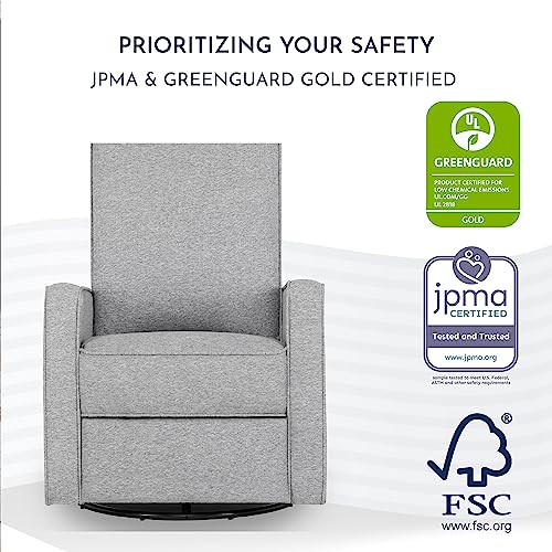 Evolur Skye Swivel Easy Assembly Recliner Chair Gliders, Cobblestone