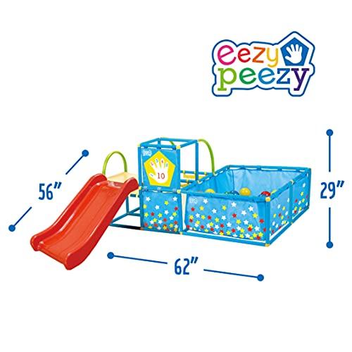 Eezy Peezy Active Play 3 in 1 Jungle Gym PlaySet  Includes Slide, Ball Pit, & Toss Target with 50 Colorful Balls