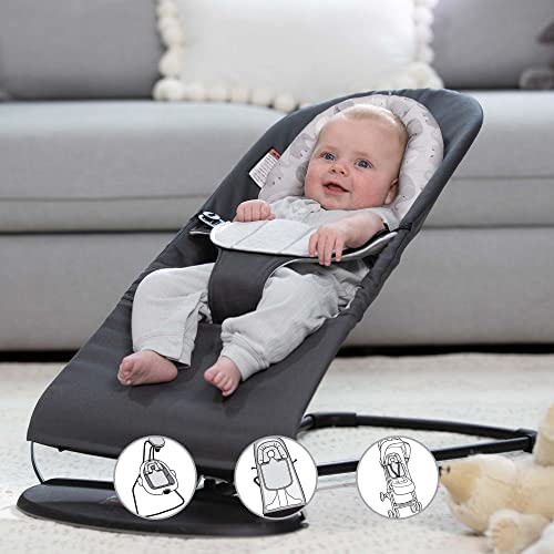 Boppy Head Support Noggin Nest, Gray Elephant Plaid, For 3- or 5-point Harness Systems, Helps Prop Babyâs Head In Bouncers, Strollers And Swings, 0-4 months