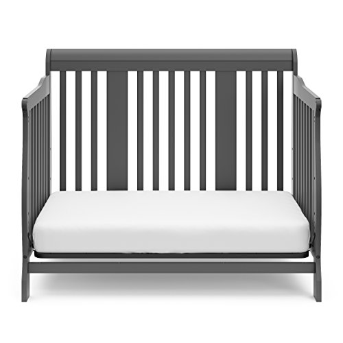 Storkcraft Tuscany 4-in-1 Convertible Crib, Gray Easily Converts to Toddler Bed, Day Bed or Full Bed, 3 Position Adjustable Height Mattress
