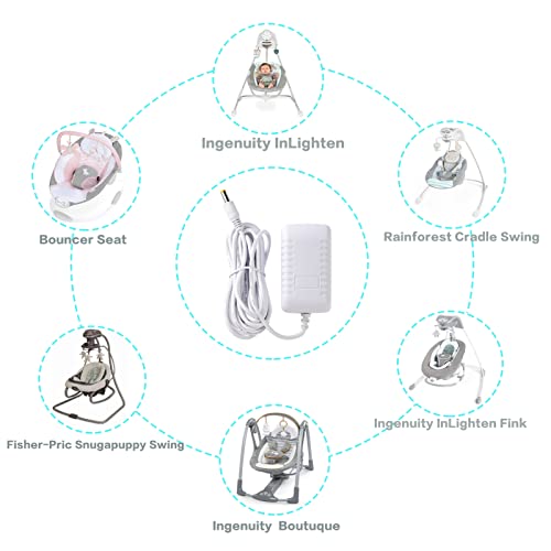 CSDWELL 10 Feet Baby Swing Power Cord,6V AC Adapter Replacement for Ingenuity/Fisher Price Swing,3 Meters Charger Cable