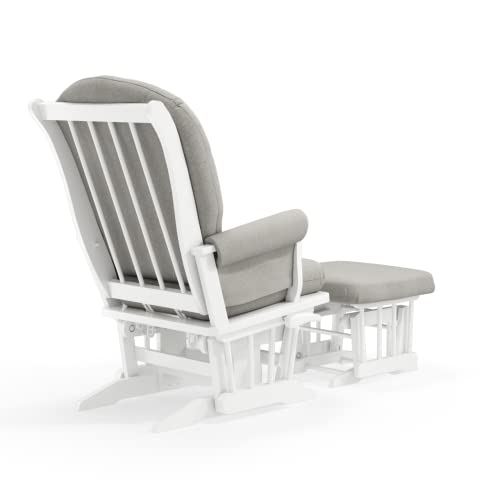Dutailier Adèle Glider Chair and Ottoman Set with Multi-Position Lock (White/Light Grey)
