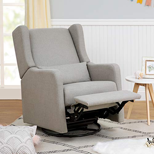 Carter's by Davinci Arlo Recliner and Swivel Glider in Grey Linen, Water Repellent, Stain Resistant Fabric, Greenguard Gold Certified