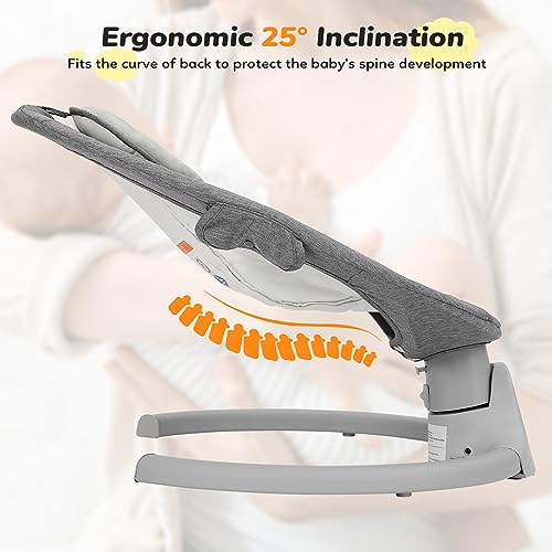 Ezebaby Baby Swings for Infants, Portable Baby Swing for Newborn, with Remote Control, 5 Swing Amplitudes, 3 Seat Positions, 5 Point Harness Belt, Preset Lullabies - Infant Swing for Baby 0-6 Month