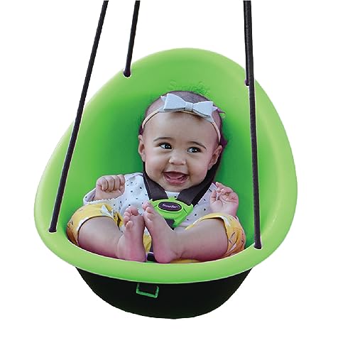 Swurfer Kiwi - Your Child's First Swing with Ergonomic Foam-Lined Shell Design, Blister Free Rope and 3-Point Safety Harness, Ages 9 Months and Up (Green2)