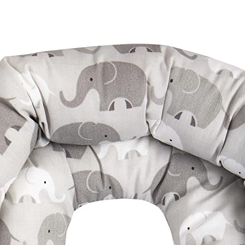 Boppy Head Support Noggin Nest, Gray Elephant Plaid, For 3- or 5-point Harness Systems, Helps Prop Babyâs Head In Bouncers, Strollers And Swings, 0-4 months