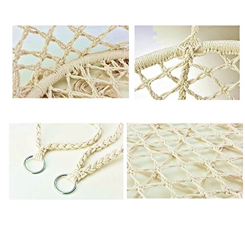 E EVERKING Hammock Chair Macrame Swing, Hanging Cotton Rope Macrame Hammock Swing Chair for Indoor, Outdoor Home, Patio, Porch, Deck, Yard, Garden, Max Weight: 260 Pounds (Beige)