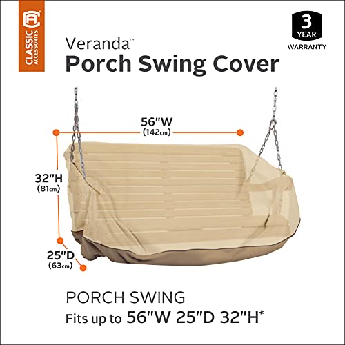 Classic Accessories 55-972-011501-00 Veranda Water-Resistant 56 Inch Porch Swing Cover,Pebble,One Size