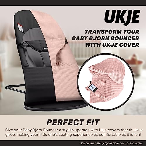 UKJE Cover - Liner Compatible with Babybjorn Bouncers, Baby Bouncer Cover, Compatible Cover Over The Baby Bjorn Bouncer, Baby Bouncer Cozy, Soft & Stylish Cover, Handmade in Europe (Pink Waffle)